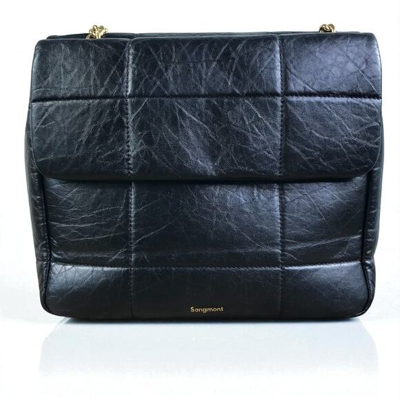 SONGMONT Large Calf Leather Chocolate Bag Onyx Black Luxury Old Money Classic - Picture 7 of 16